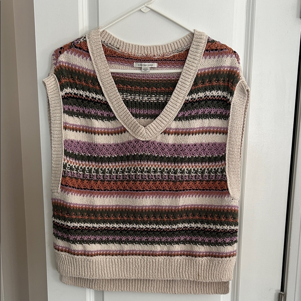 American Eagle Outfitters Multicolor V-Neck Sweater Vest